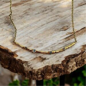 Gorjana Hammered Curved Bar Necklace with four stones (gold)
